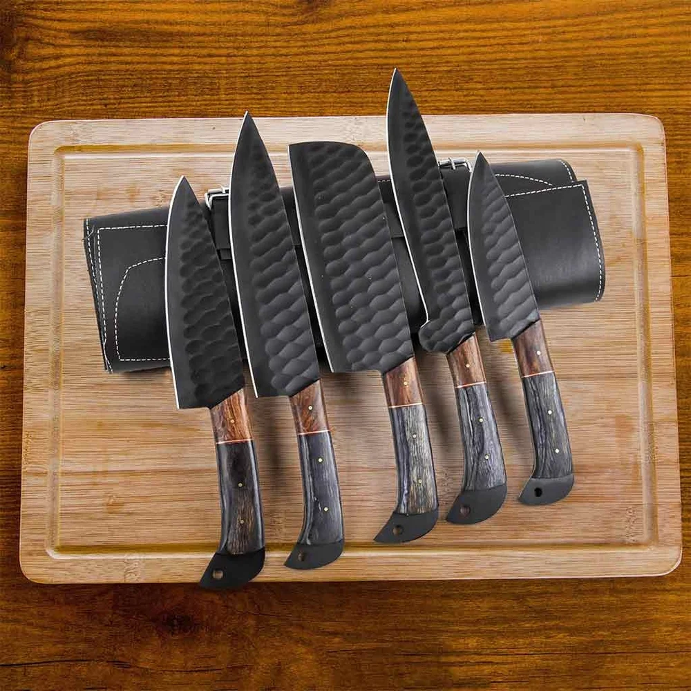 Kitchen Set Handmade knives with Carbon Steel Chef Damascus Knives Set NEW